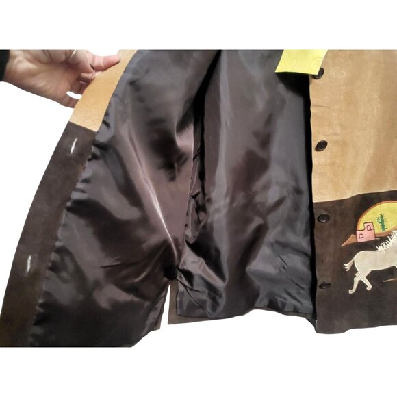 Vintage Quacker Factory Genuine Suede Western Jacket Horses & Southwest - Picture 6 of 15
